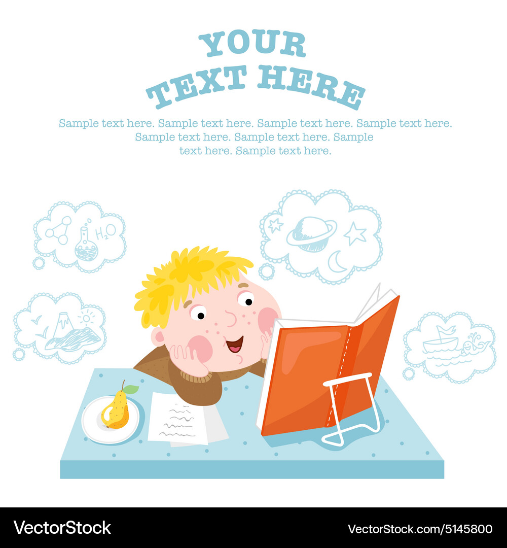 Child learns new knowledge from books Vector Image
