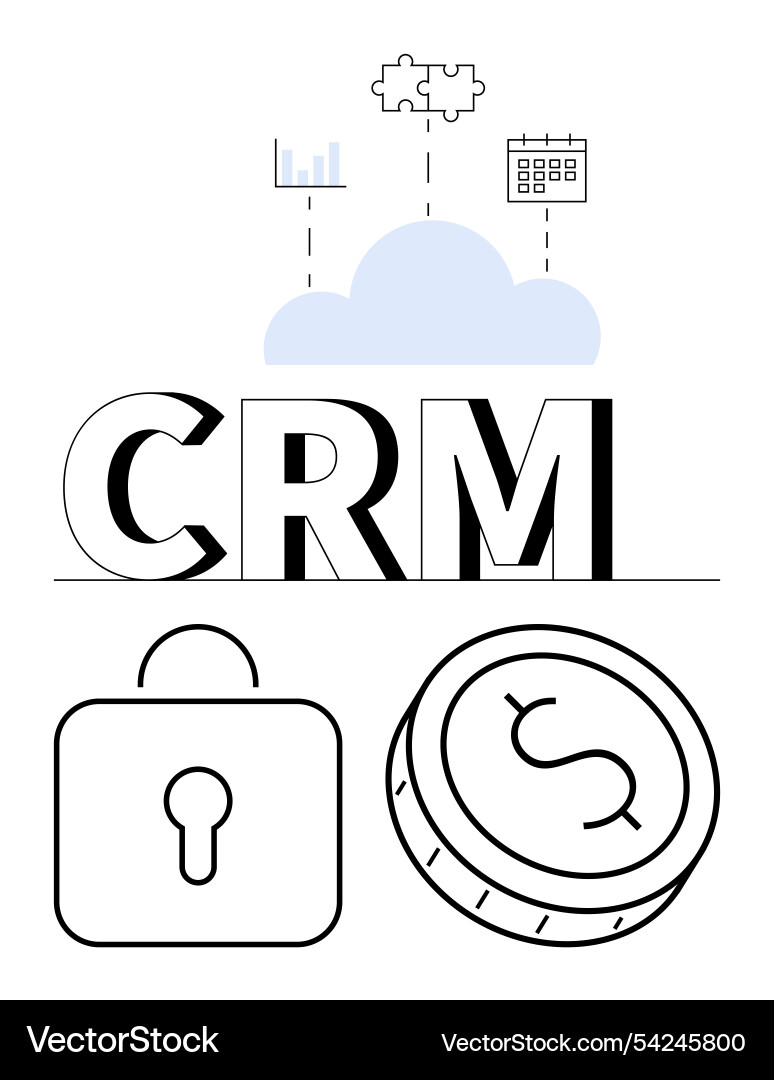 Crm system concept with cloud puzzle pieces Crm system concept with cloud puzzle pieces vector image