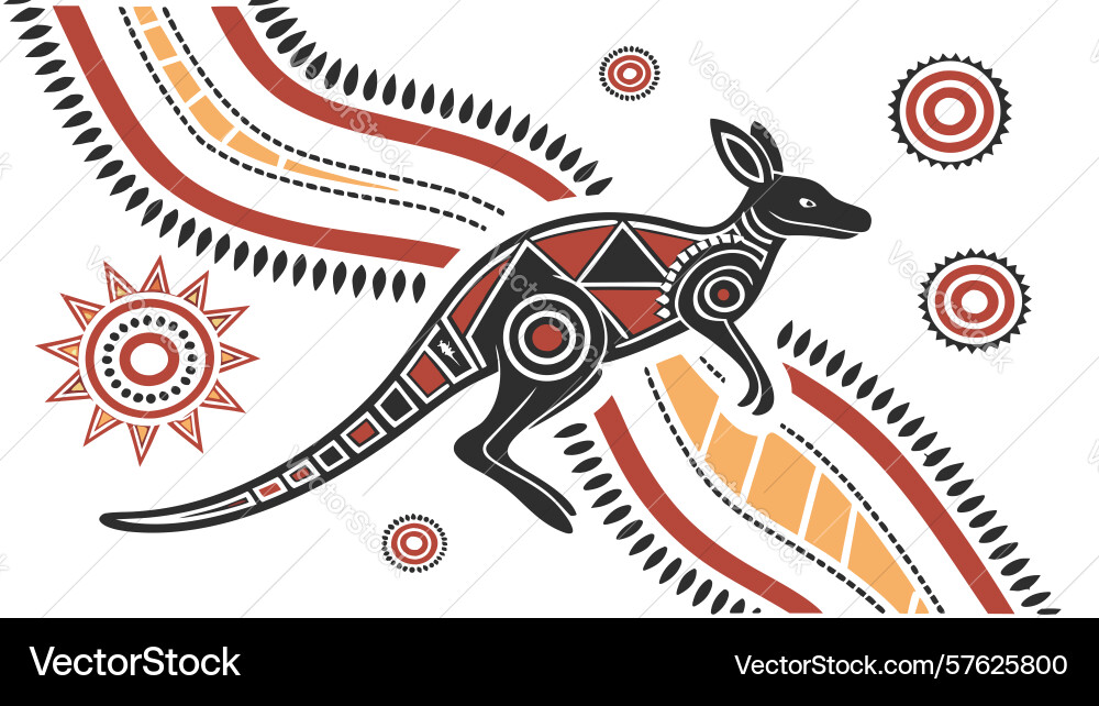 Dynamic kangaroo in aboriginal dot art style Vector Image