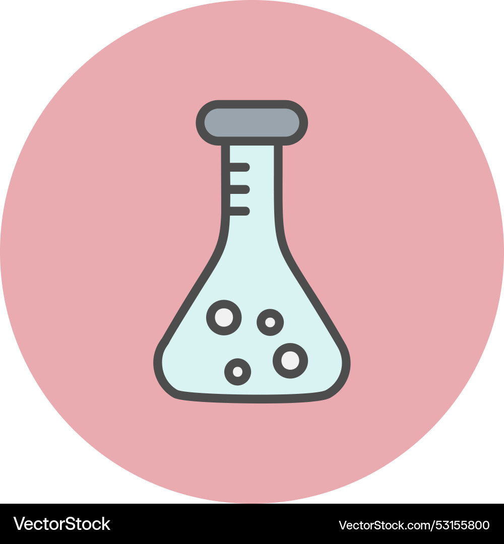 Flask line filled circle icon vector image