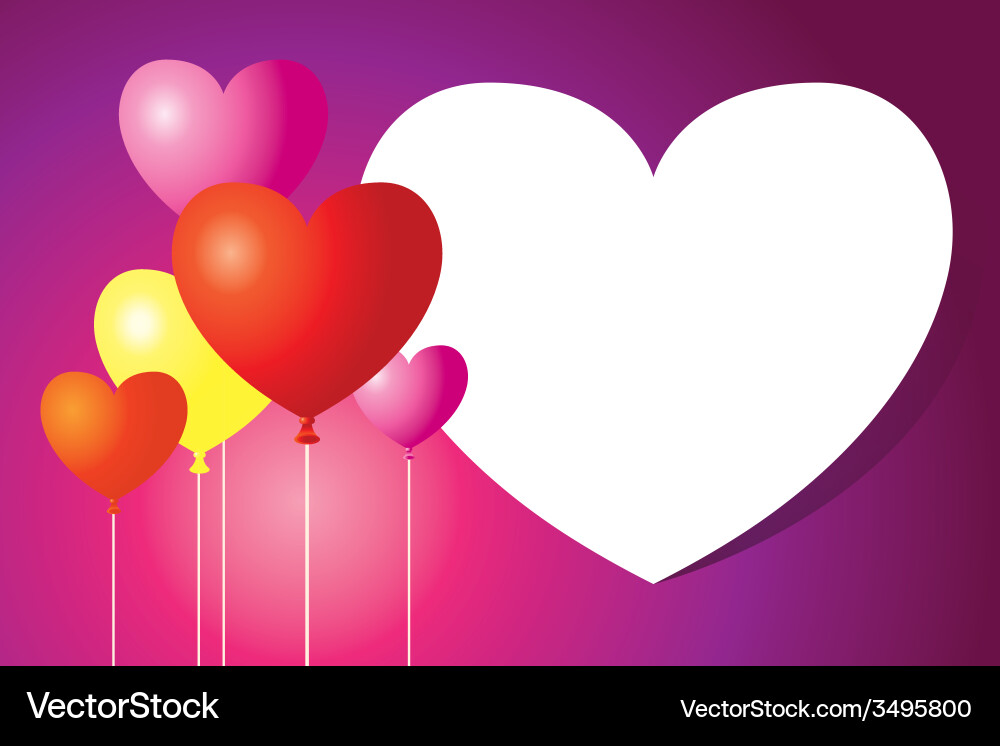 Heart shape balloons background and frame Vector Image