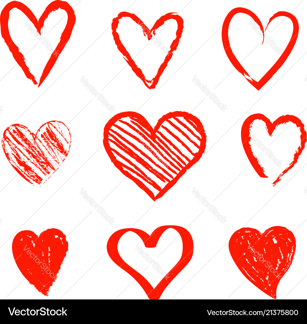 Hearts set hand drawn Hearts set hand drawn vector image