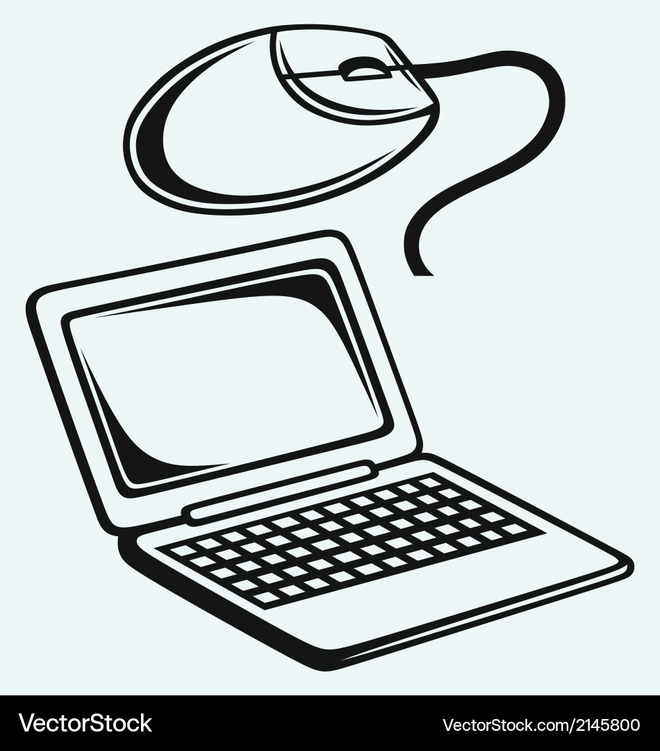 Netbook and computer mouse vector image