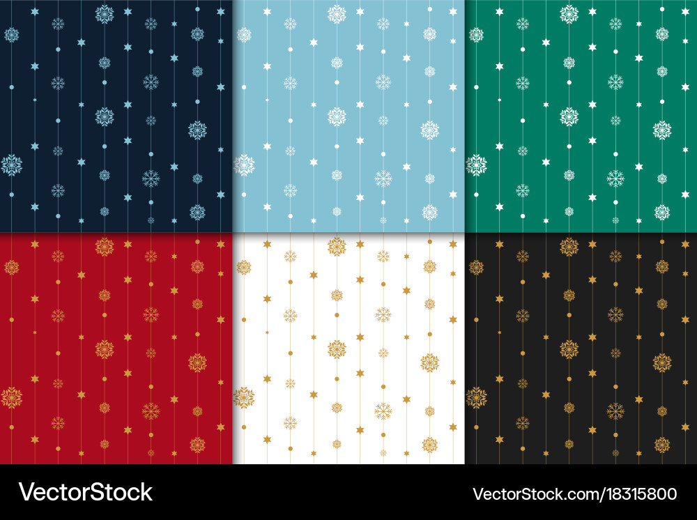 Winter Snowflake Pattern Set vector image