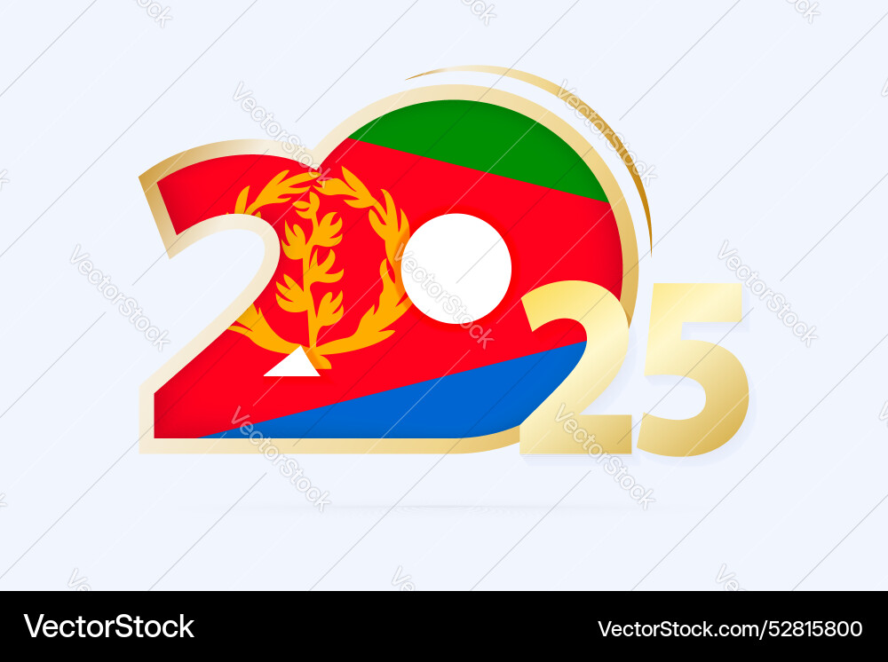 Year 2025 with eritrea flag pattern vector image