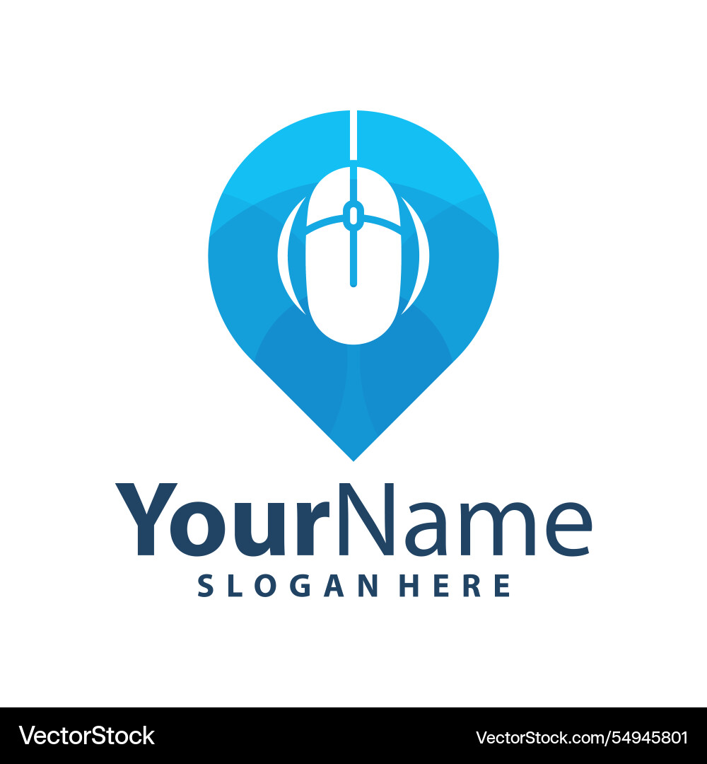 Computer mouse with point logo design Computer mouse with point logo design vector image