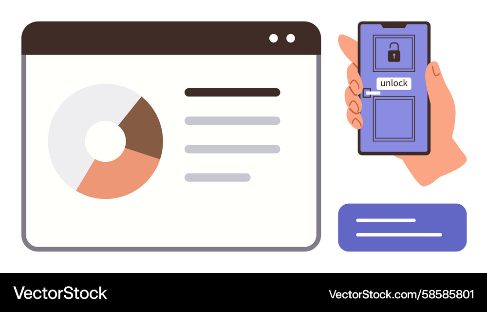 Data analytics dashboard and secure smartphone Data analytics dashboard and secure smartphone Vector Image