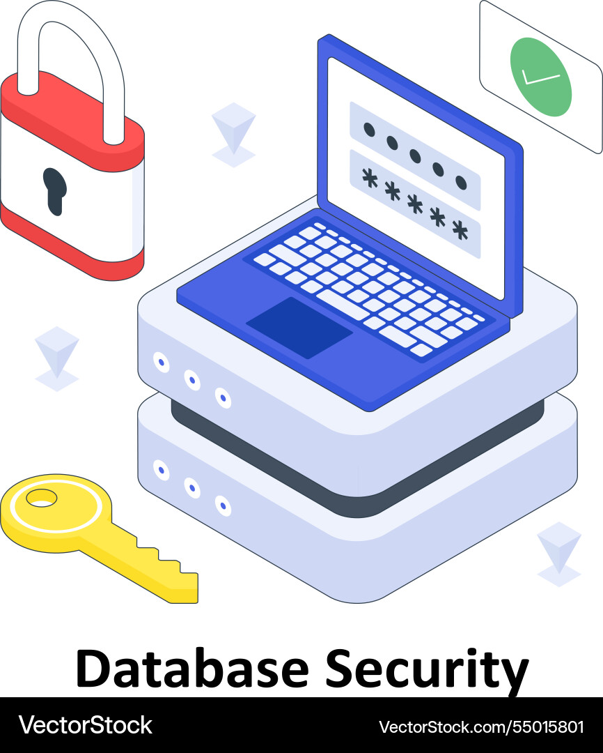 Database security isometric colored vector image