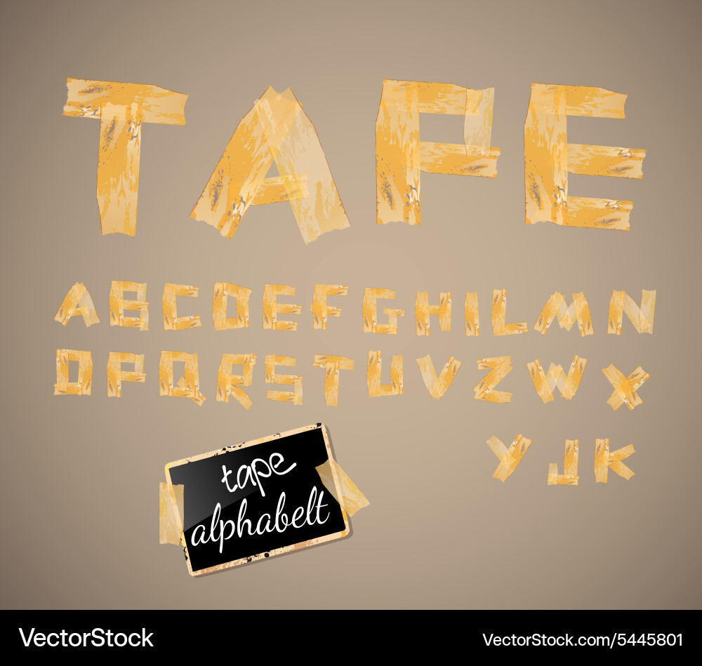 Distressed Yellow Alphabet Tape Vector Image
