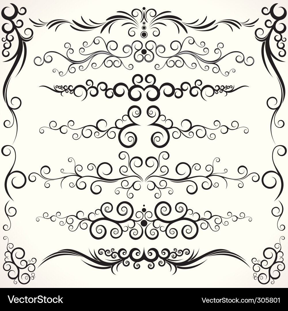 Intricate Swirl Borders Vector Image