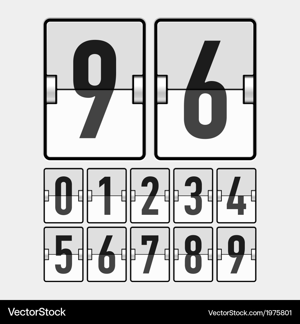 Mechanical Display Numbers - Scoreboard Vector Image
