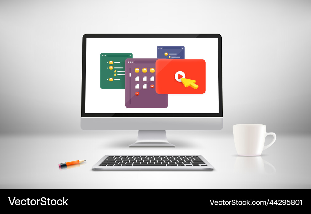 Moderner Workspace mit Computer-Anzeige vektorbild