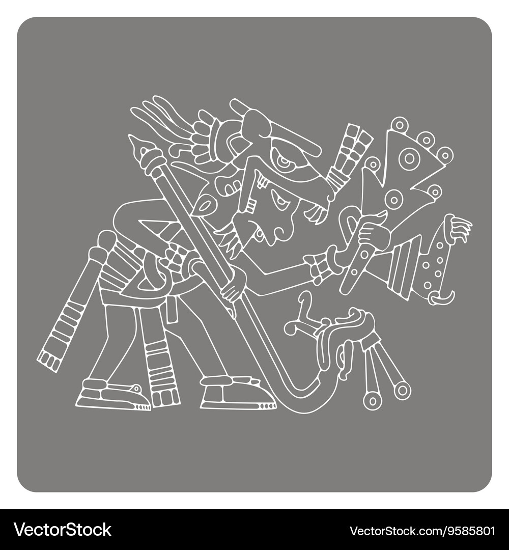 Monochrome icon with symbols from aztec codices Vector Image