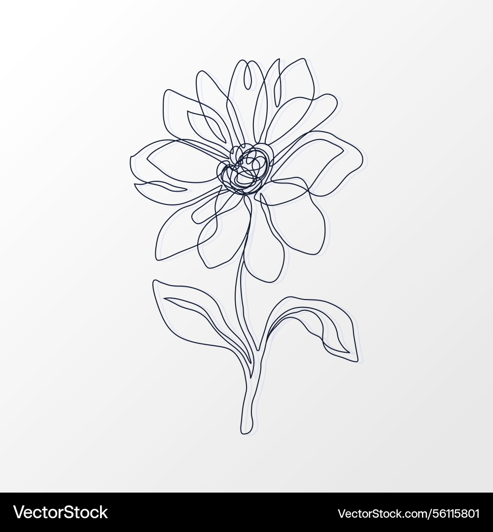 One continuous line of a simple dahlia flower One continuous line of a simple dahlia flower vector image