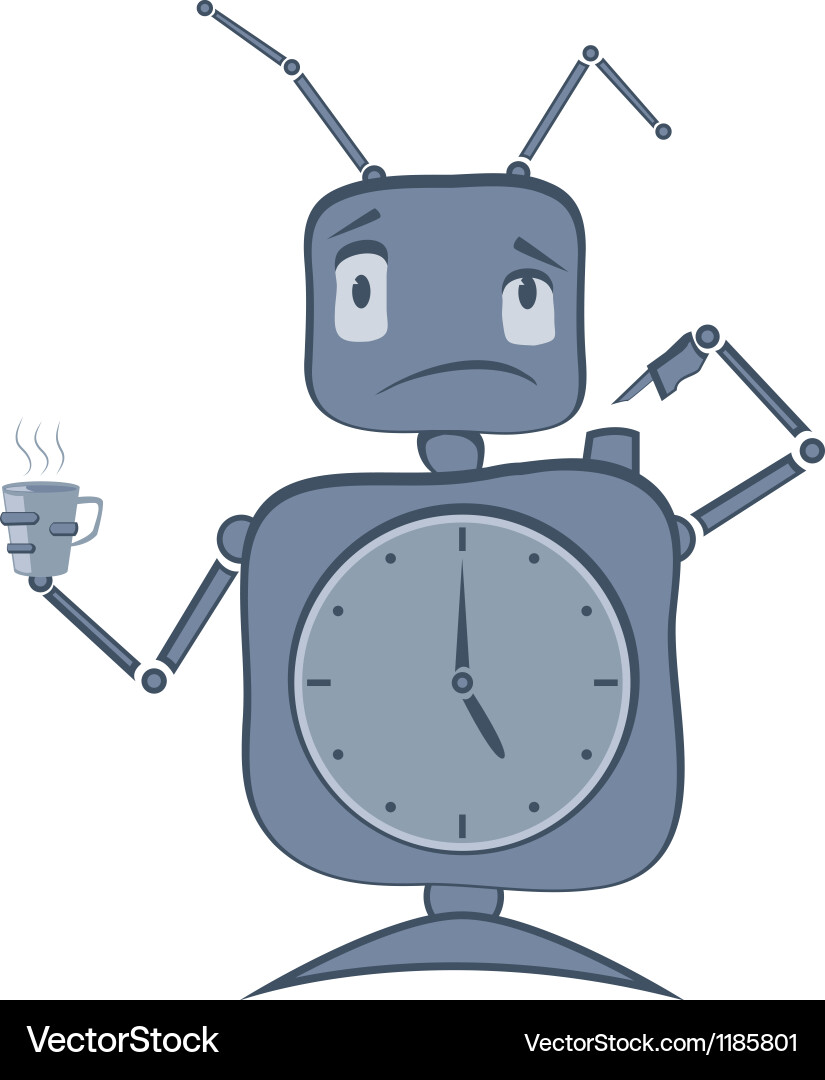 Robot clock vector image