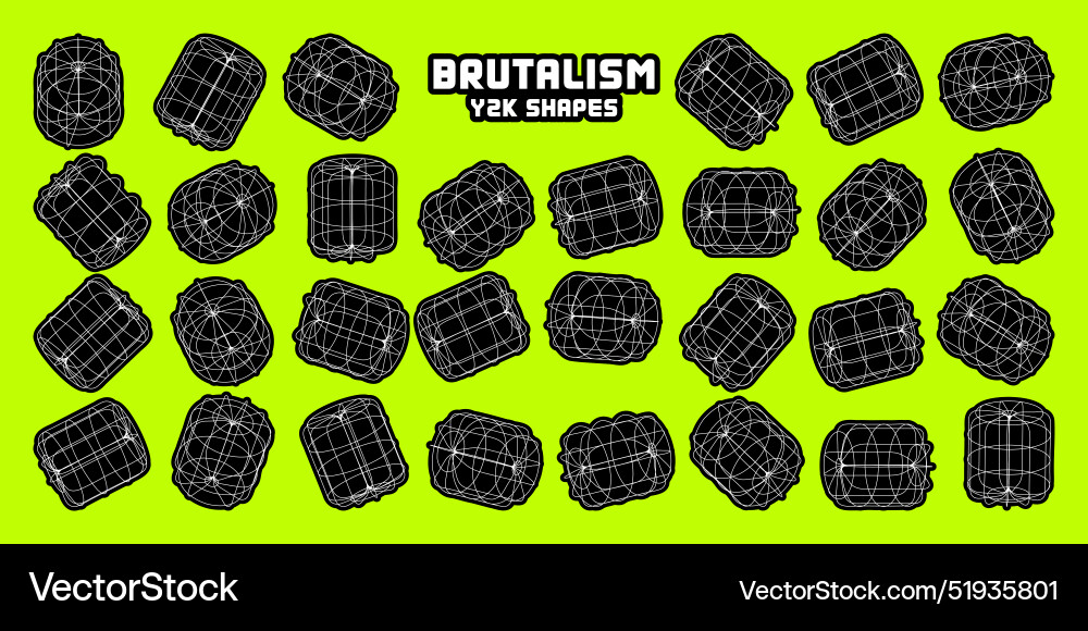 Wireframe lined shapes perspective mesh 3d grid Vector Image