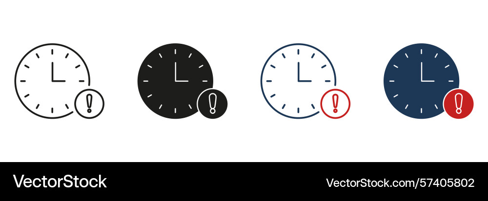 Clock with exclamation mark line and solid icon Clock with exclamation mark line and solid icon vector image