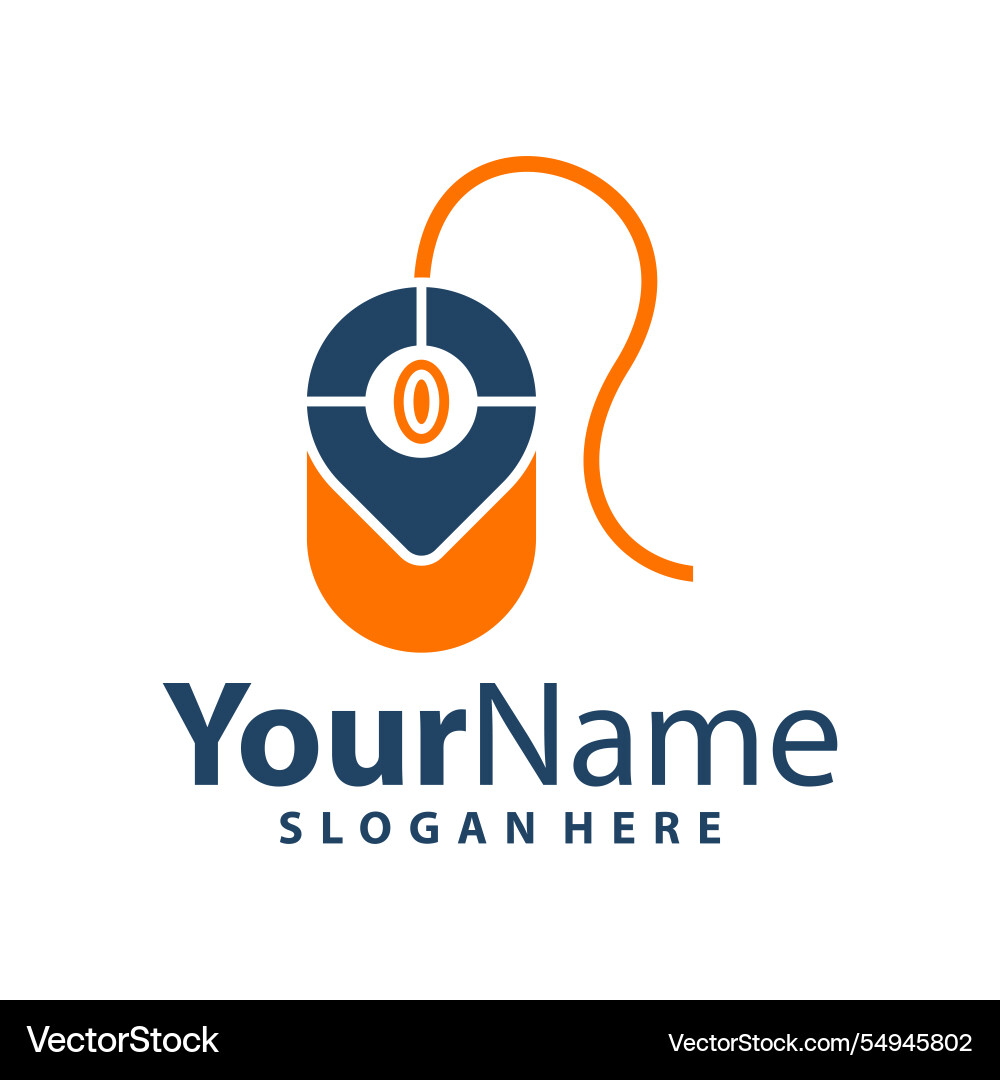 Computer mouse with point logo design vector image