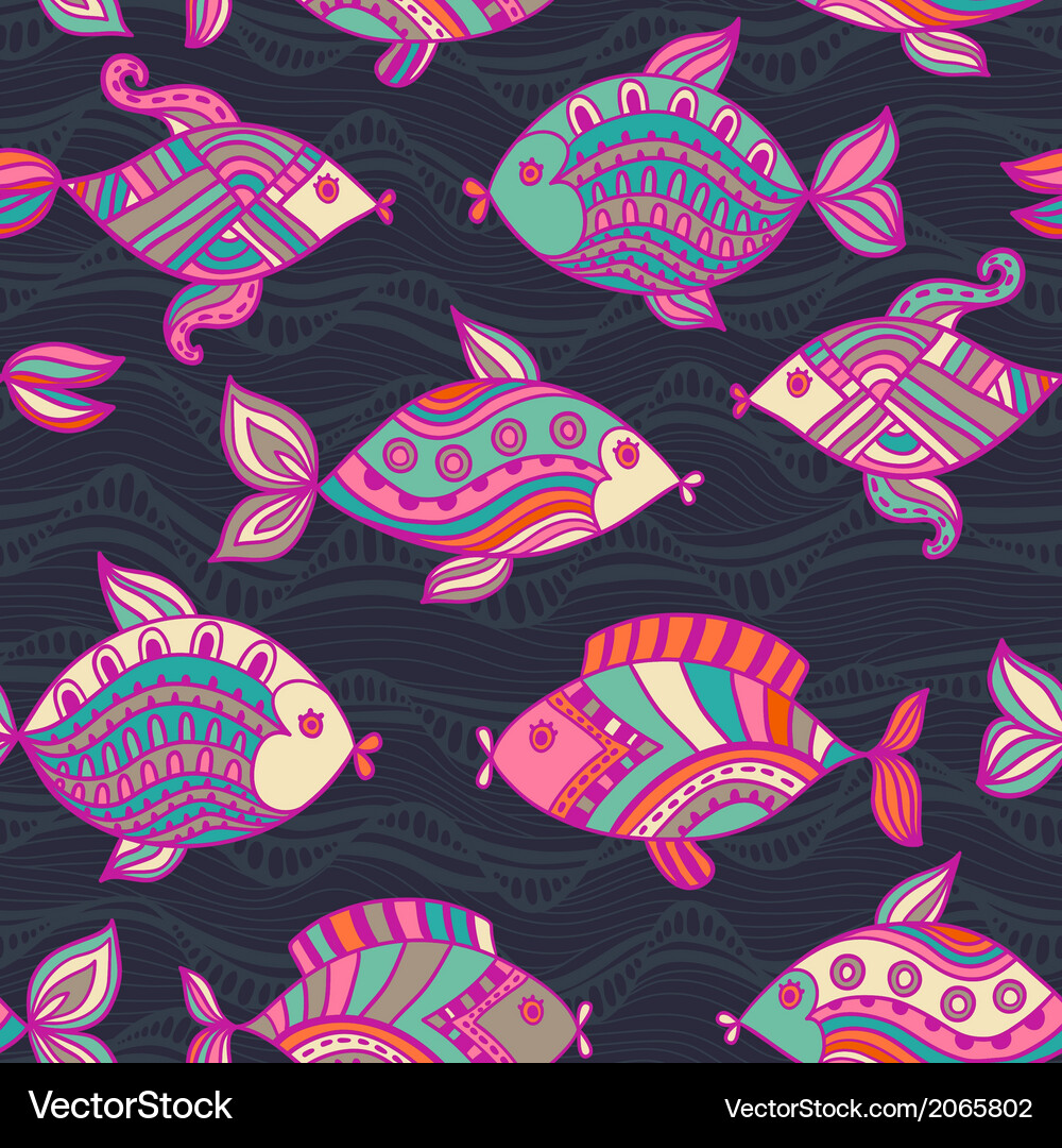 Fish pattern in abstract style Vector Image