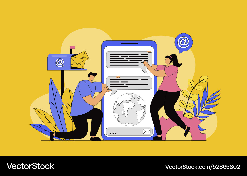 Messaging service concept with modern flat design vector image