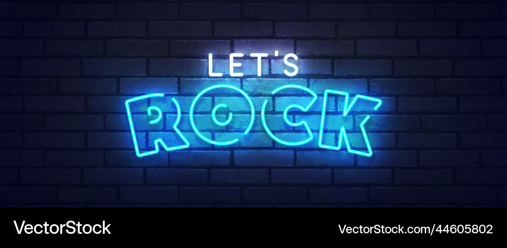 Rock neon sign bright signboard light banner Vector Image