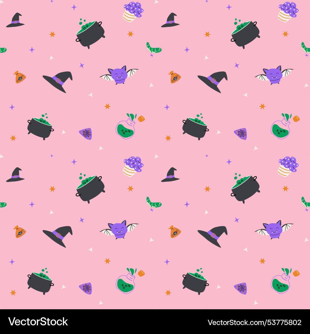 Seamless pattern with magic halloween elements vector image