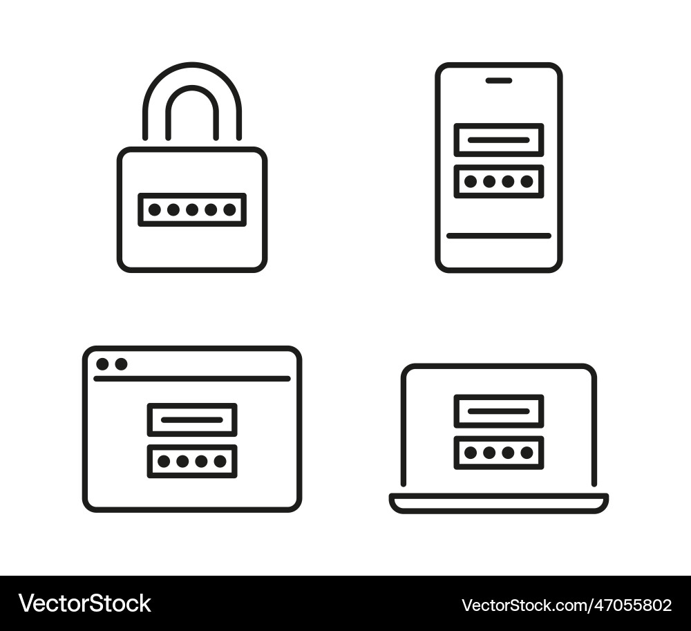 Security password device lock technology line Security password device lock technology line vector image