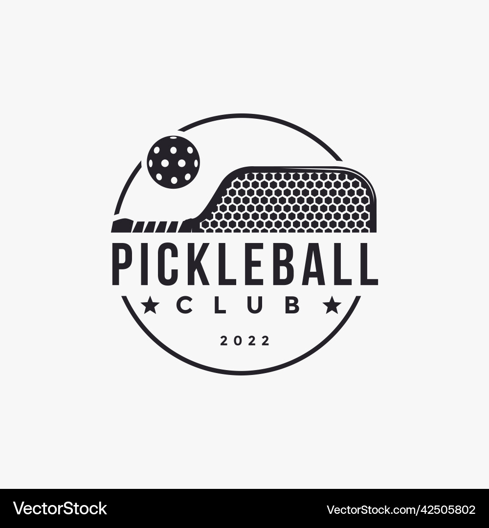 Vintage Pickleball Logo - Classic Icon Vector Image