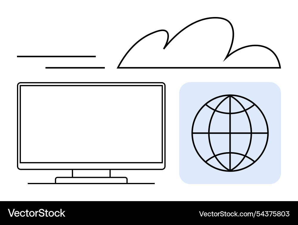 Cloud computing concept with monitor Vector Image