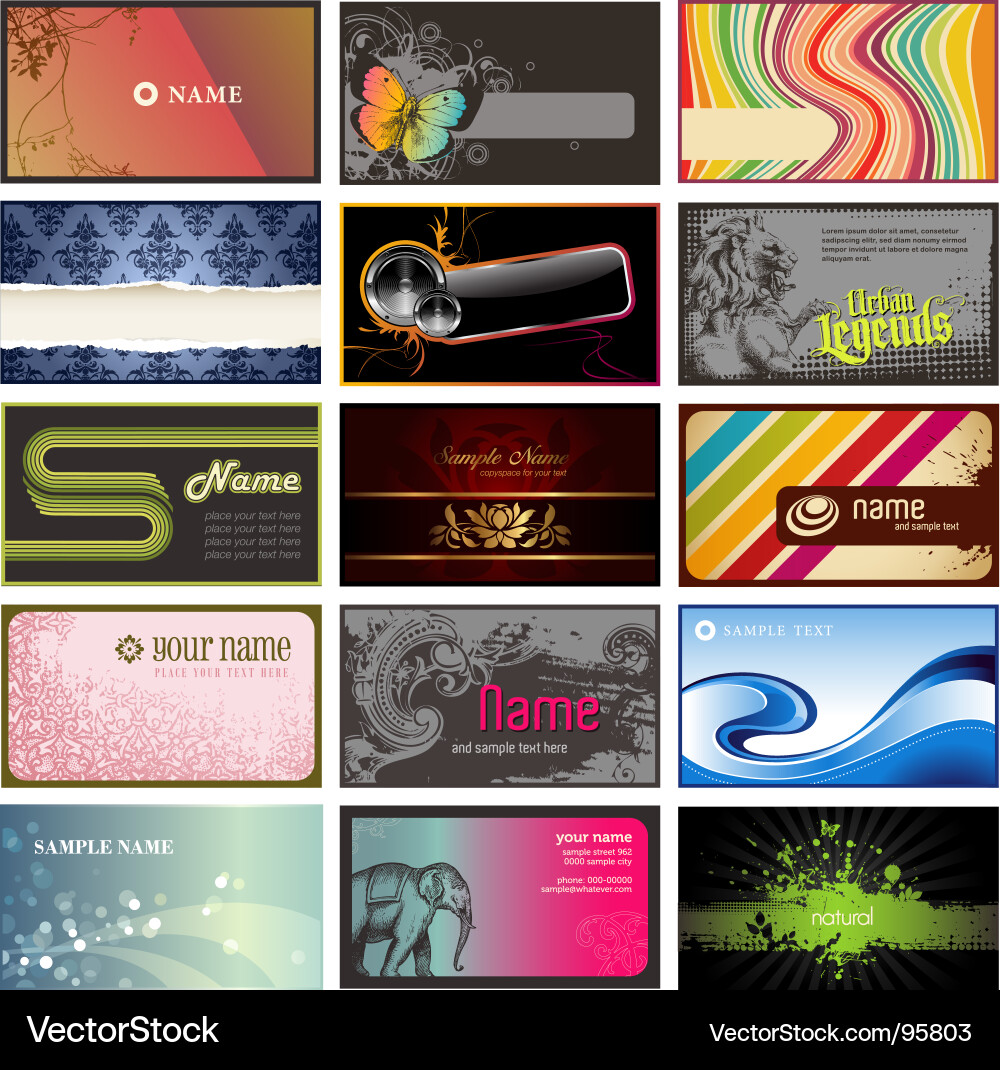 Colorful Business Card Patterns vector image