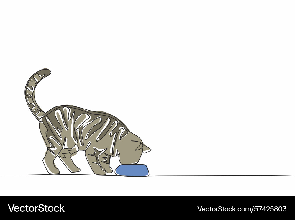 Continuous one line drawing tabby cat standing Continuous one line drawing tabby cat standing vector image