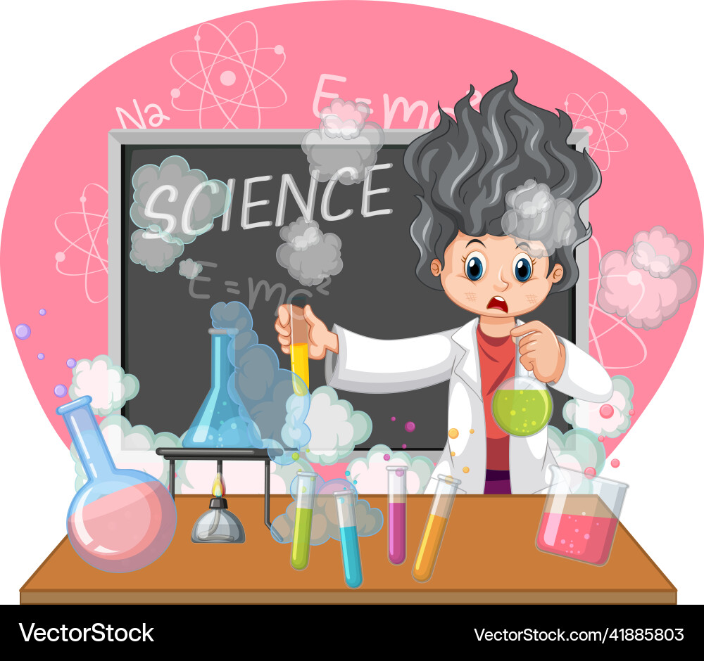 Funny scientist experiment in laboratory vector image