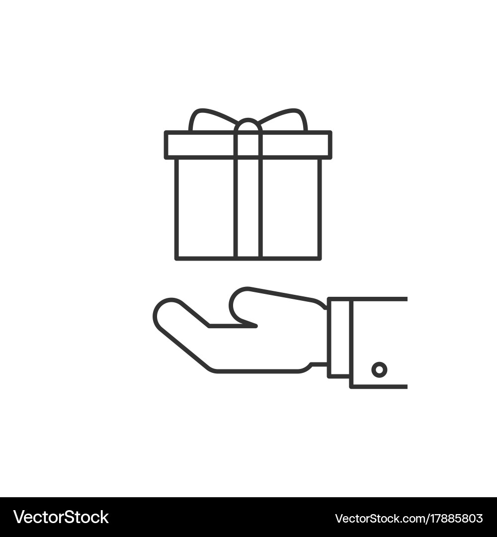 Gift Box on Hand Icon Vector Image