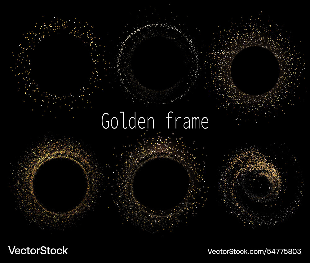 Isolated gold round frames with shiny small Isolated gold round frames with shiny small vector image