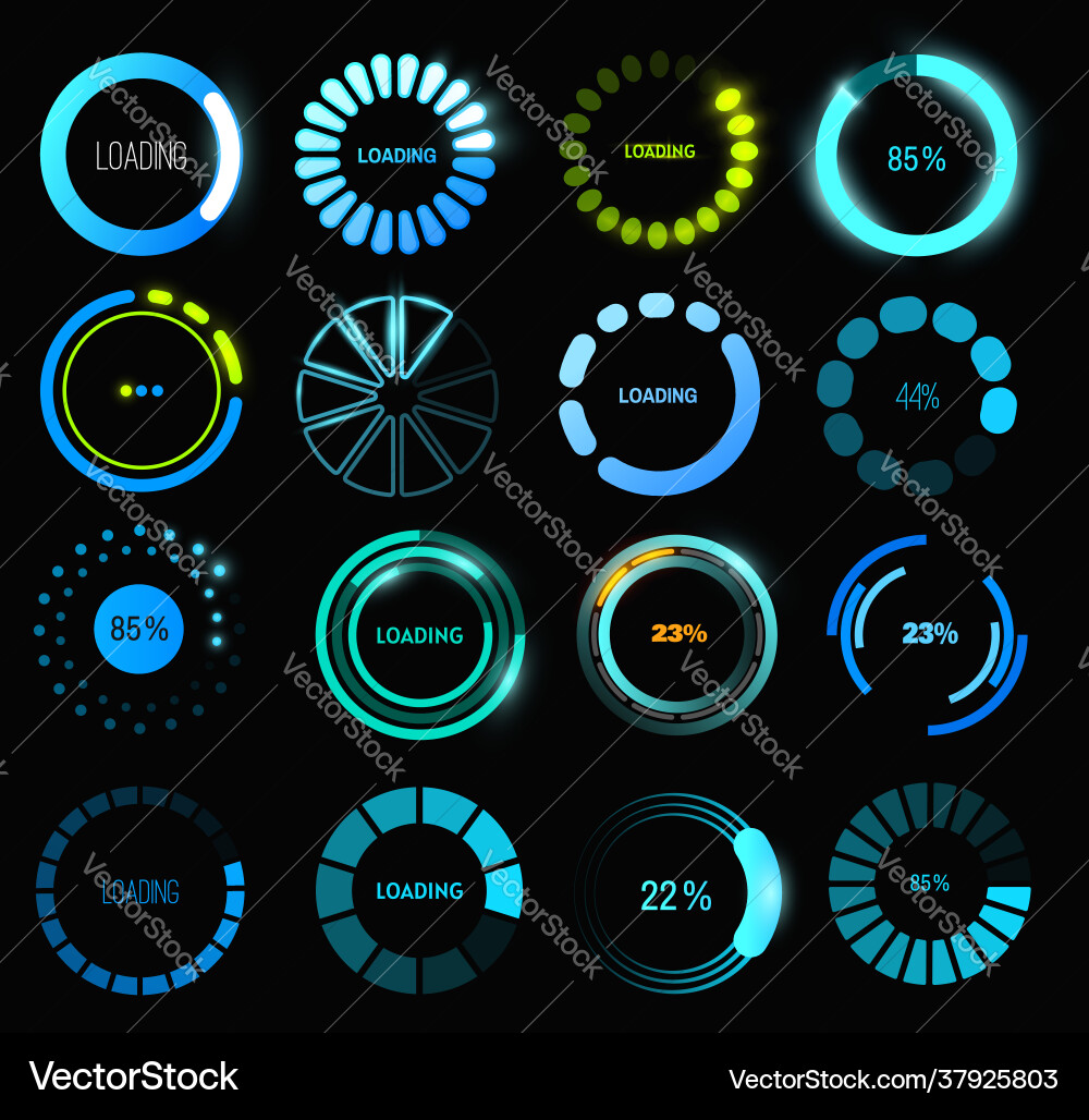 Loading Progress Icons - HUD Style vector image