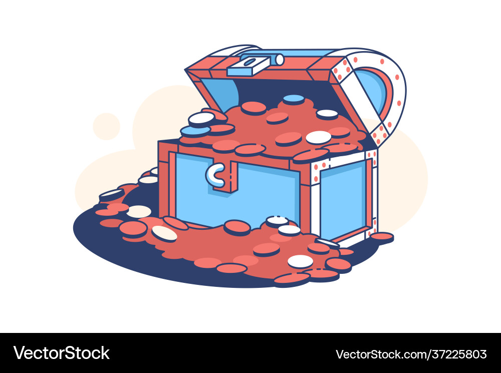 Old treasure chest with coins vector image