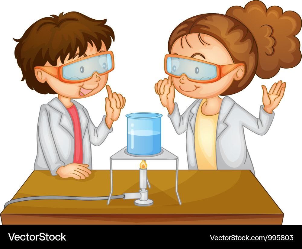 Scientists Conducting Chemistry Experiment Vector Image