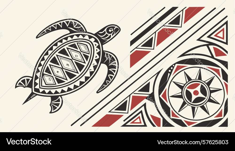 Stylized sea turtle in intricate pattern Vector Image