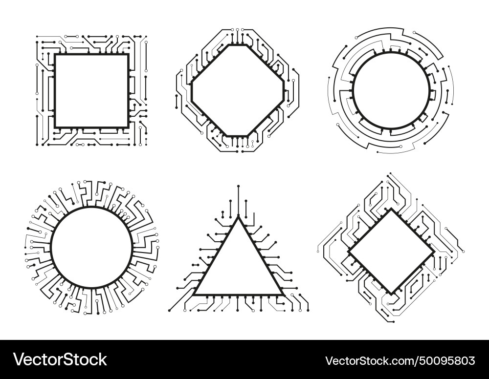 Technology Chip Circuit Framework Vector Image