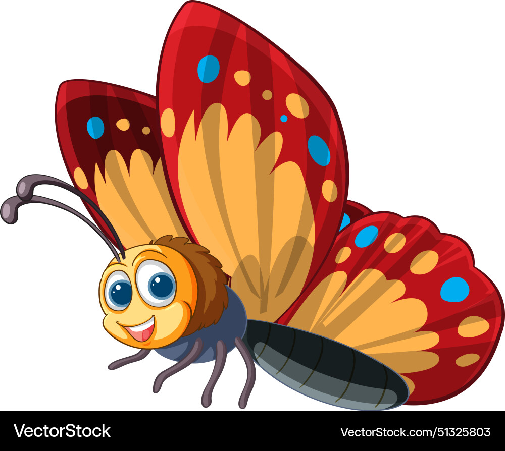 Vibrant cheerful butterfly with a friendly face – Royalty-Free Vector |  VectorStock, image size:1000x894