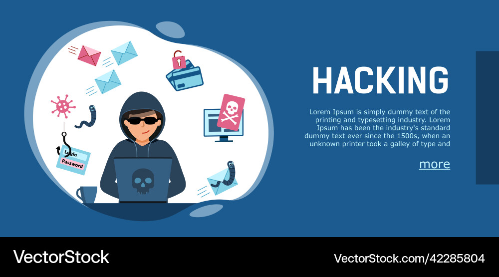 Banner hacking cyber attack hacker Banner hacking cyber attack hacker vector image