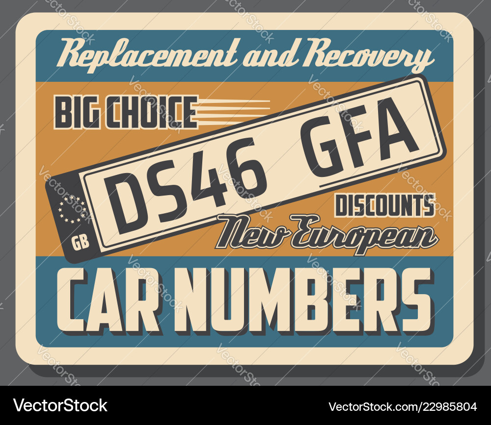 Car license plates for vehicles vector image