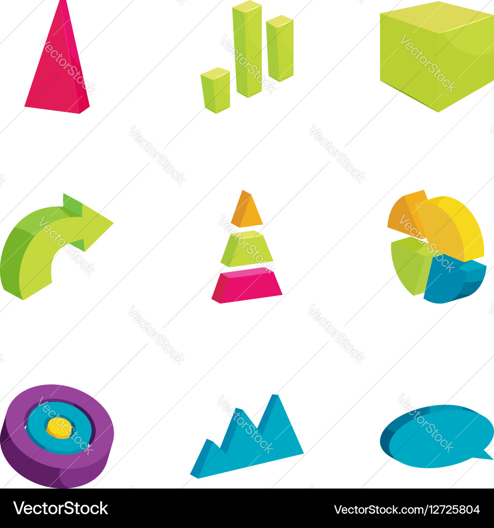 Chart graph infographic elements icons set vector image
