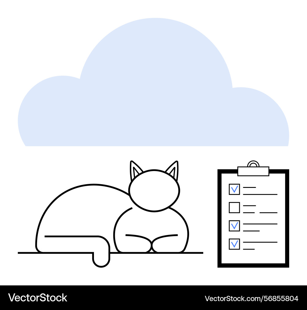 Cloud computing concept with relaxed cat Cloud computing concept with relaxed cat vector image