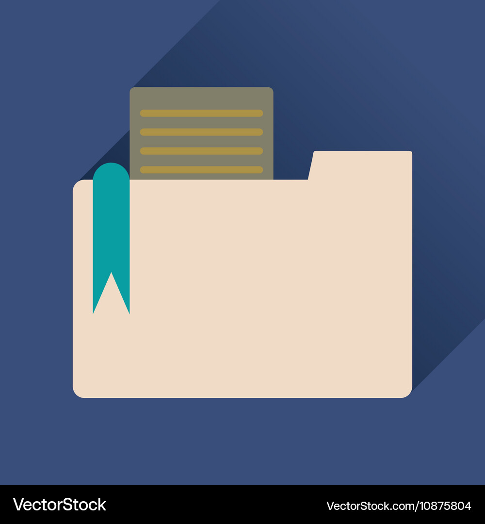 Flat icon with long shadow folder documents Vector Image