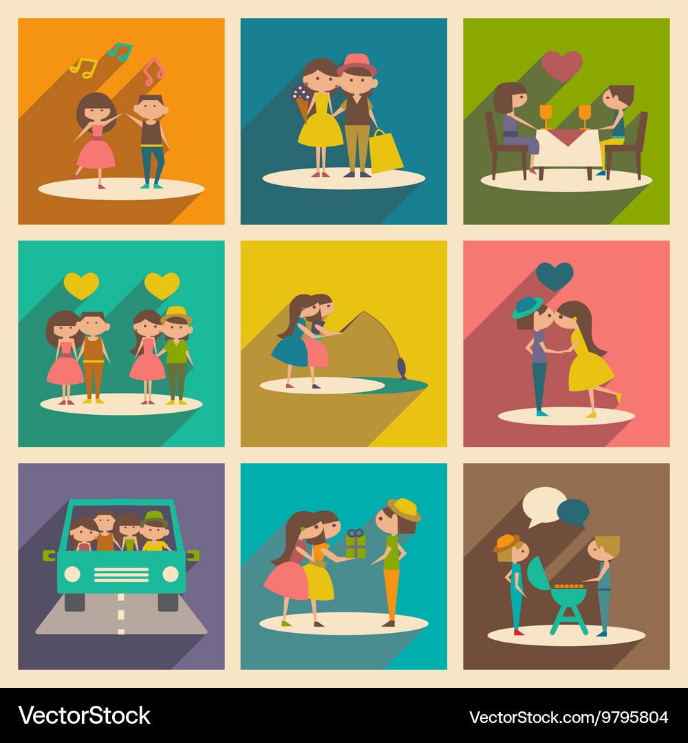 Flat with shadow concept and mobile application Vector Image