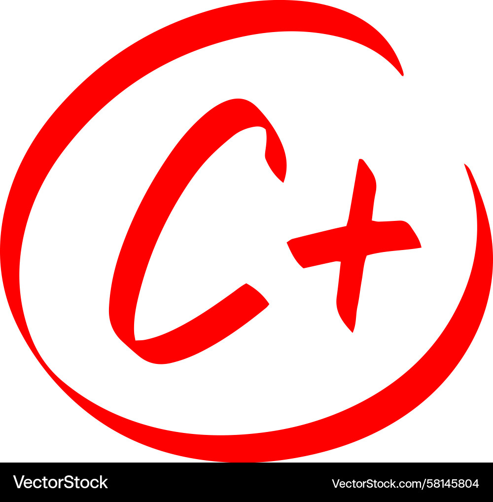 Grade C Plus Test Result - Red Marker Vector Image