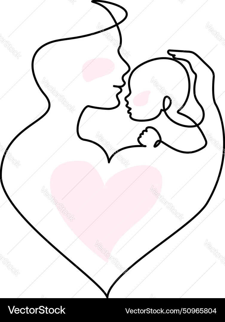 Mutter hält eine neue geborene Baby Linie Kunst Familie Mutter hält eine neue geborene Baby Linie Kunst Familie vektorbild