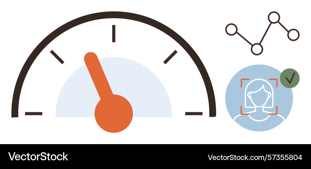 Speedometer data graph and facial identification vector image