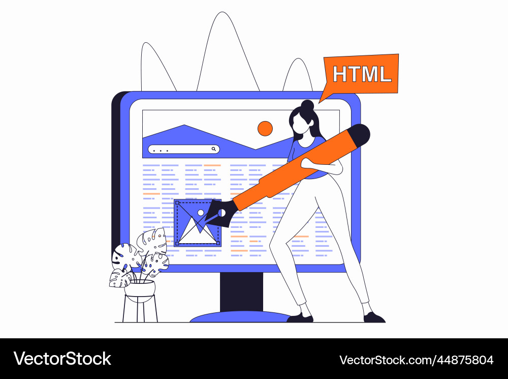 Web Development Concept - People & Code vector image